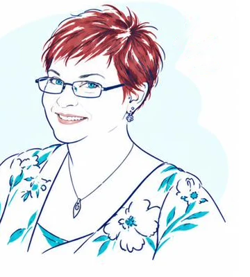 Illustrated portrait of Jaz, UBU Team's founder and director, smiling